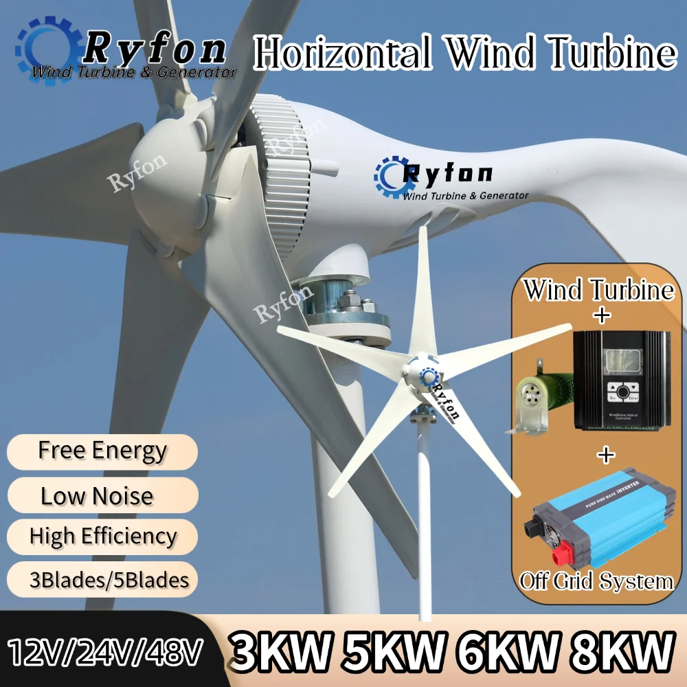 CE Premium Material 5000W 8KW Horizontal Axis Wind Turbine Permanent Magnet Generator 48V 3Phase Alternator For Camping Car Home