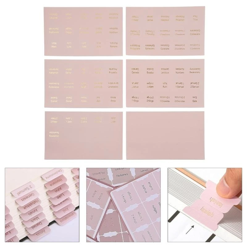 DXAB 6 FELETAS TABAS DO DOR BIBLE DECORATIVA BIBLE PINK BIBLE LABELOS LAMINADOS Bíblia