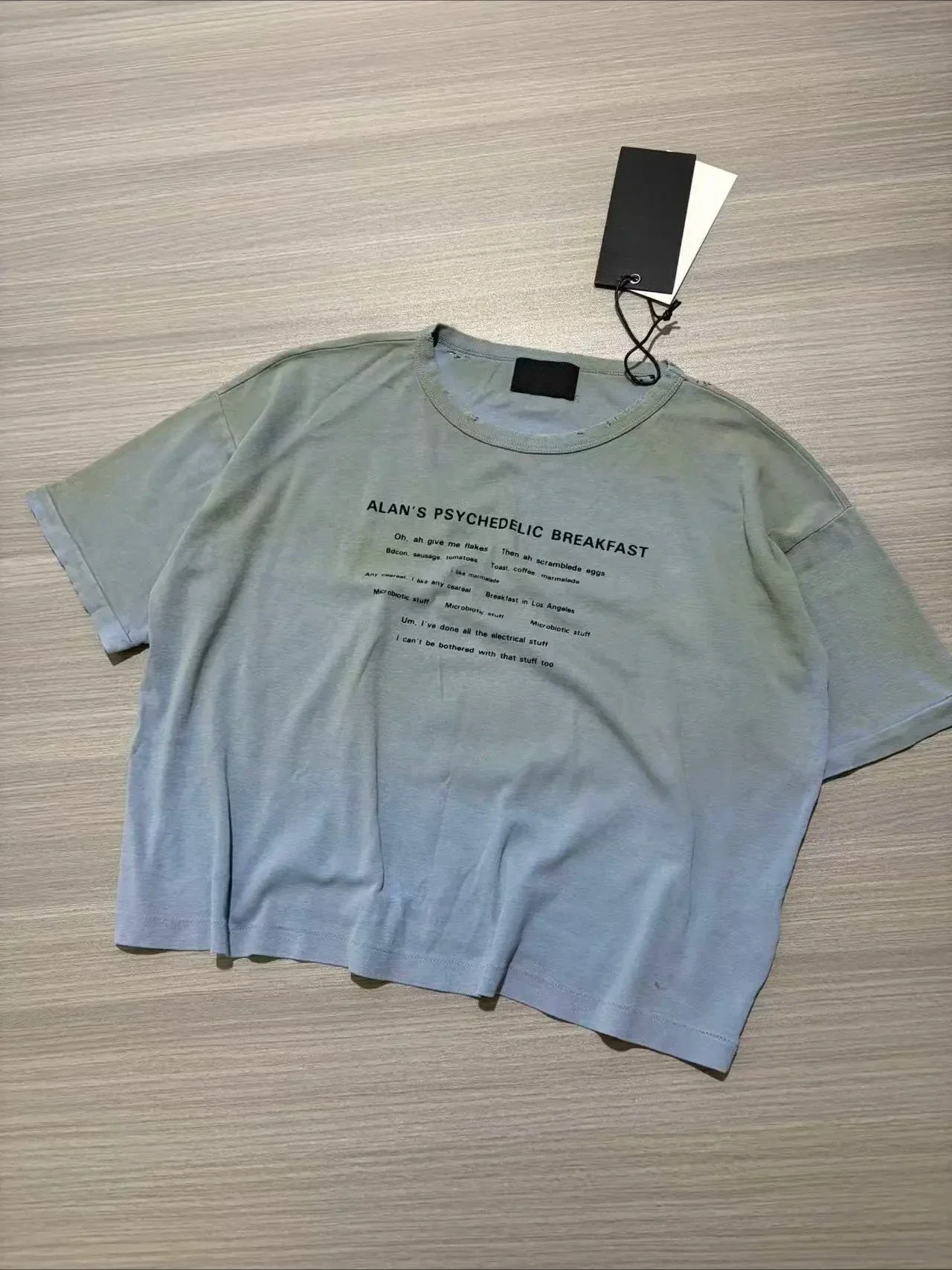 ER/D 26SS Breakfast Sun Blue Old Printed Ribbed Crew Neck T-Shirt