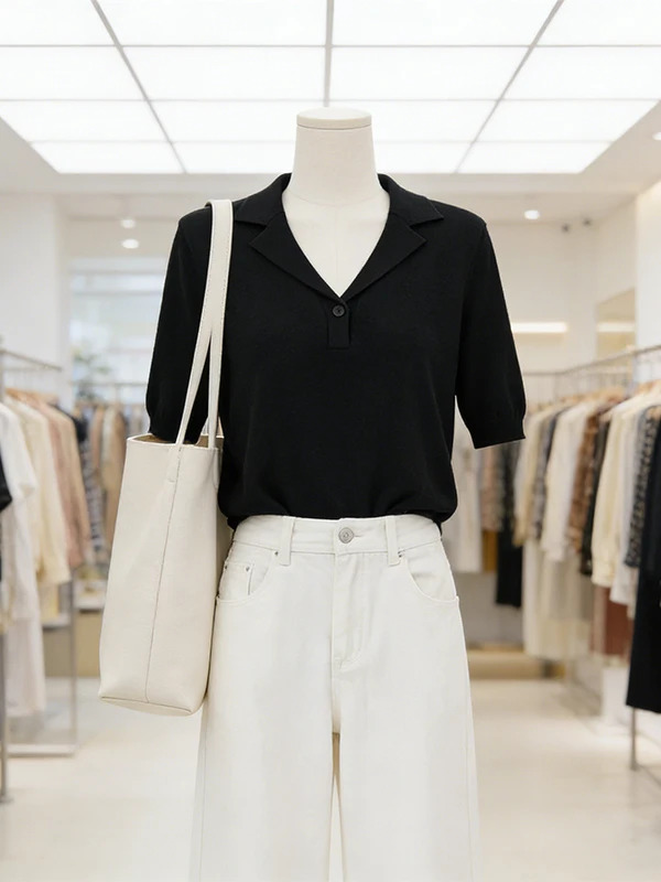 

Large Size Summer Outfit V-Neck Short Sleeve T-Shirt And Wide Leg Pants Two-Piece Set for Women Commute Korean Loose Fit