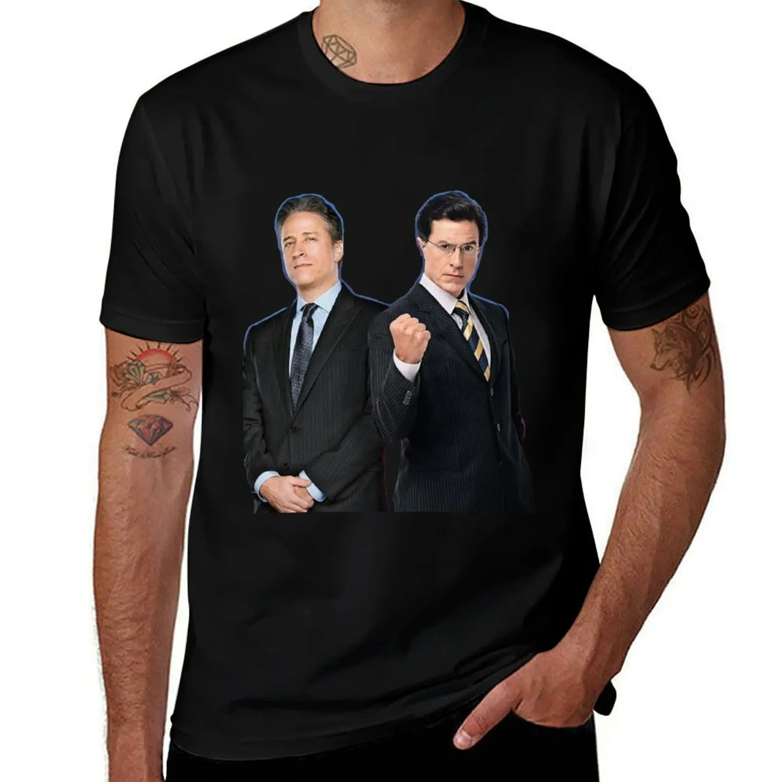 

Jon Stewart - Stephen Colbert - The Daily Show - The Colbert Report T-Shirt Plus Size Non-Shrink T-Shirt