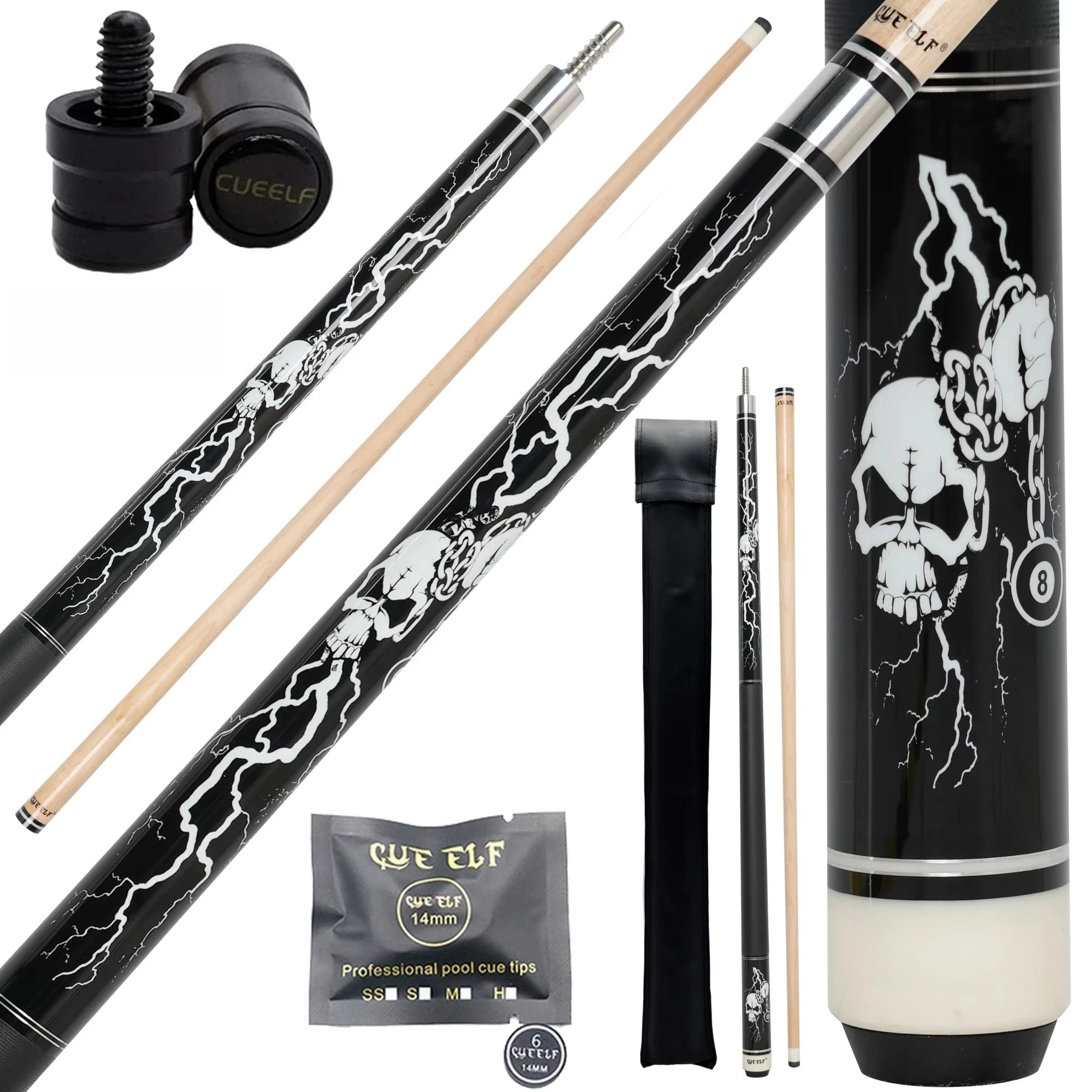 

Professional Pool Cue Stick 12.5mm Tip Size Hard Maple Wood Shaft with Linen Wrap Center Joint Billiard Cue