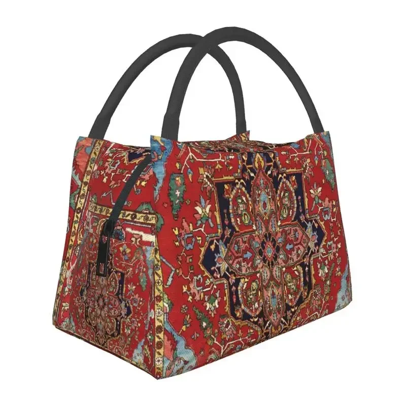 

Custom Heriz Persian Carpet Print Lunch Bags Men Cooler Warm Insulated Lunch Box for Office Travel