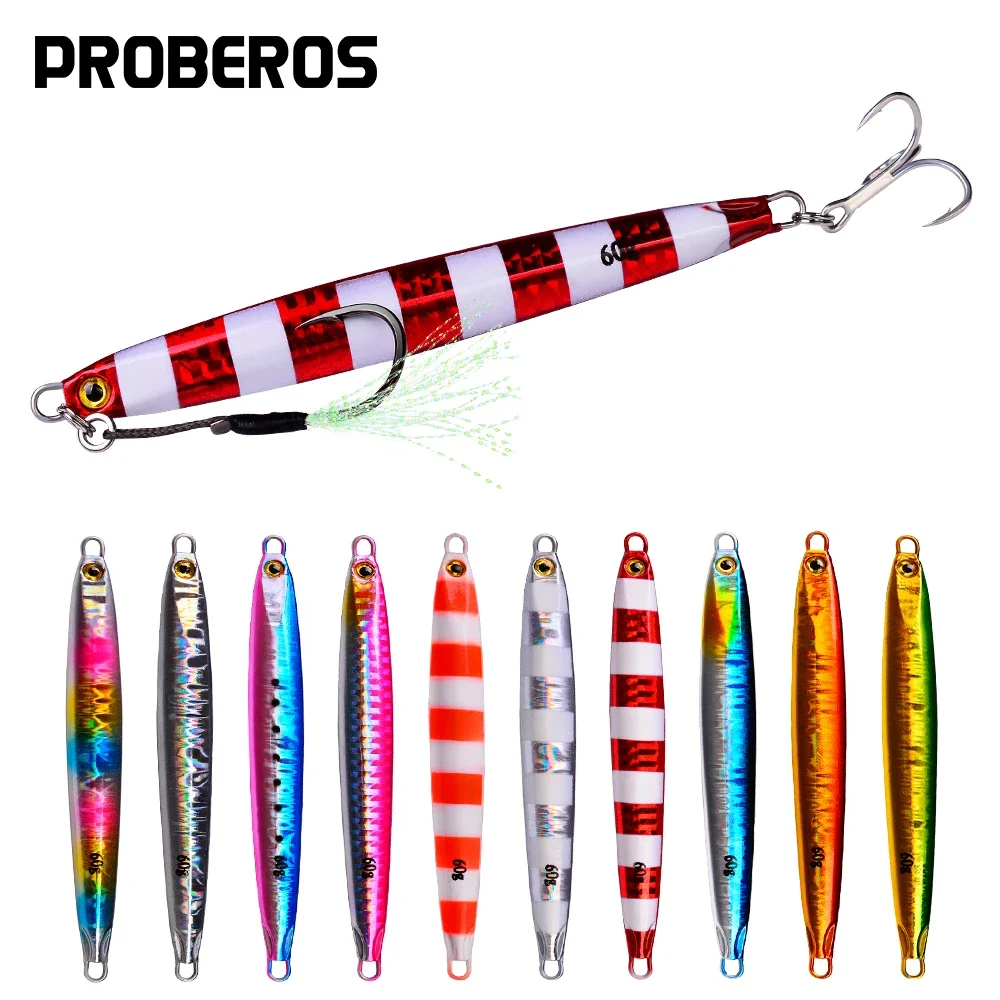 

PROBEROS 5pcs 3D Metal Jig Artificial Bass Carp Bait 10/20/30/40/60/80g Saltwater Sea Fishing Lure Tackle Accessories