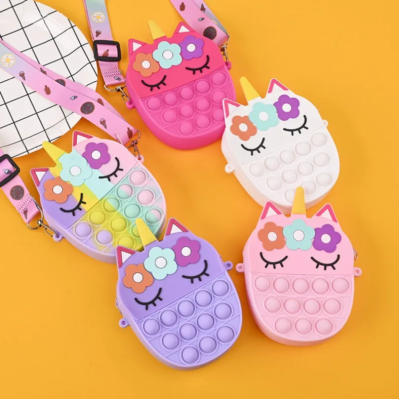 

Cartoon Cute Rainbow My Little Pony Unicorn Princess Coin Purse, Silicone Crossbody Kids Coin Purse, Unicorn Pattern Bags