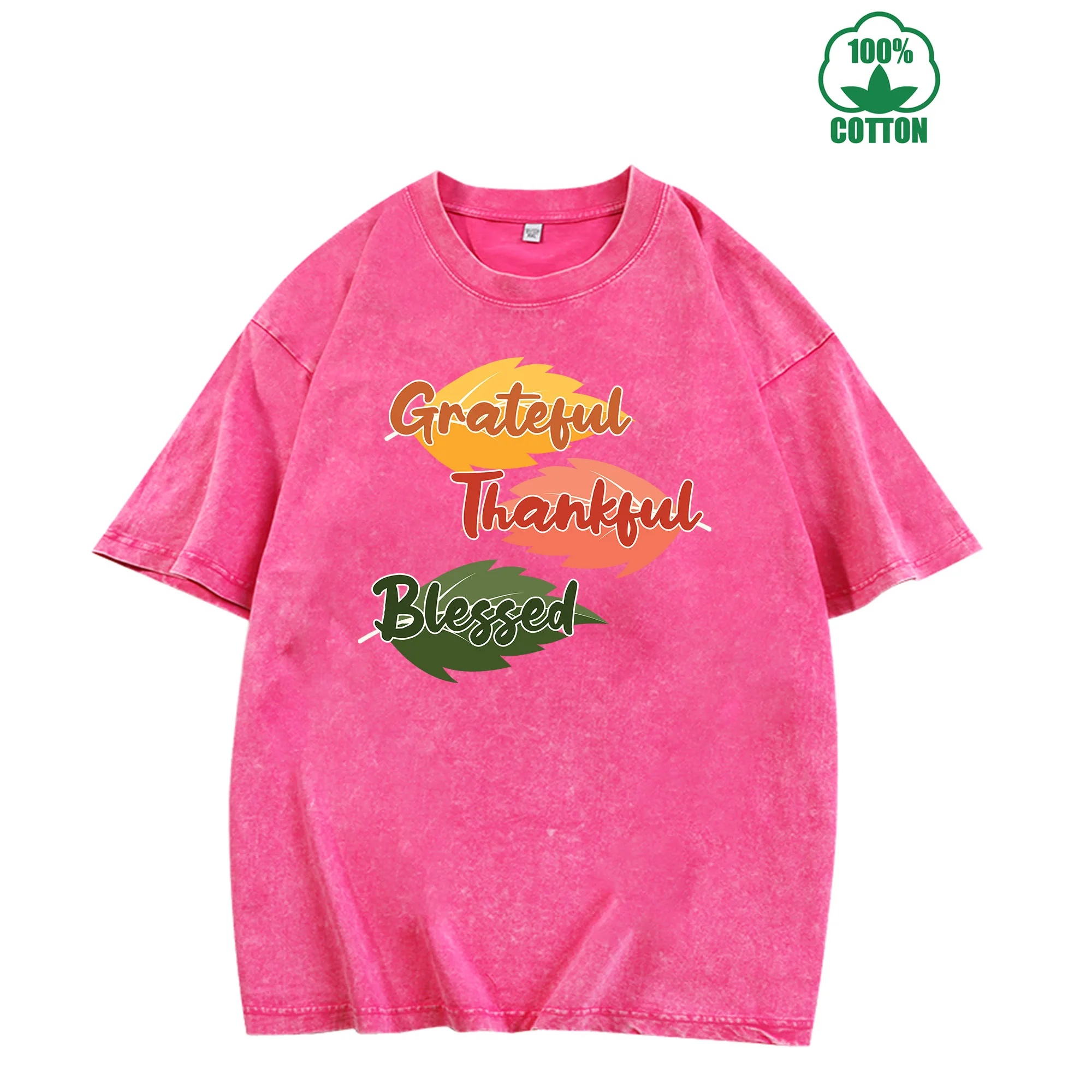 

Blessed Thanklul Vintage Washed T-Shirt 230g 100% Cotton Unisex Comfortable Oversized Streetwear