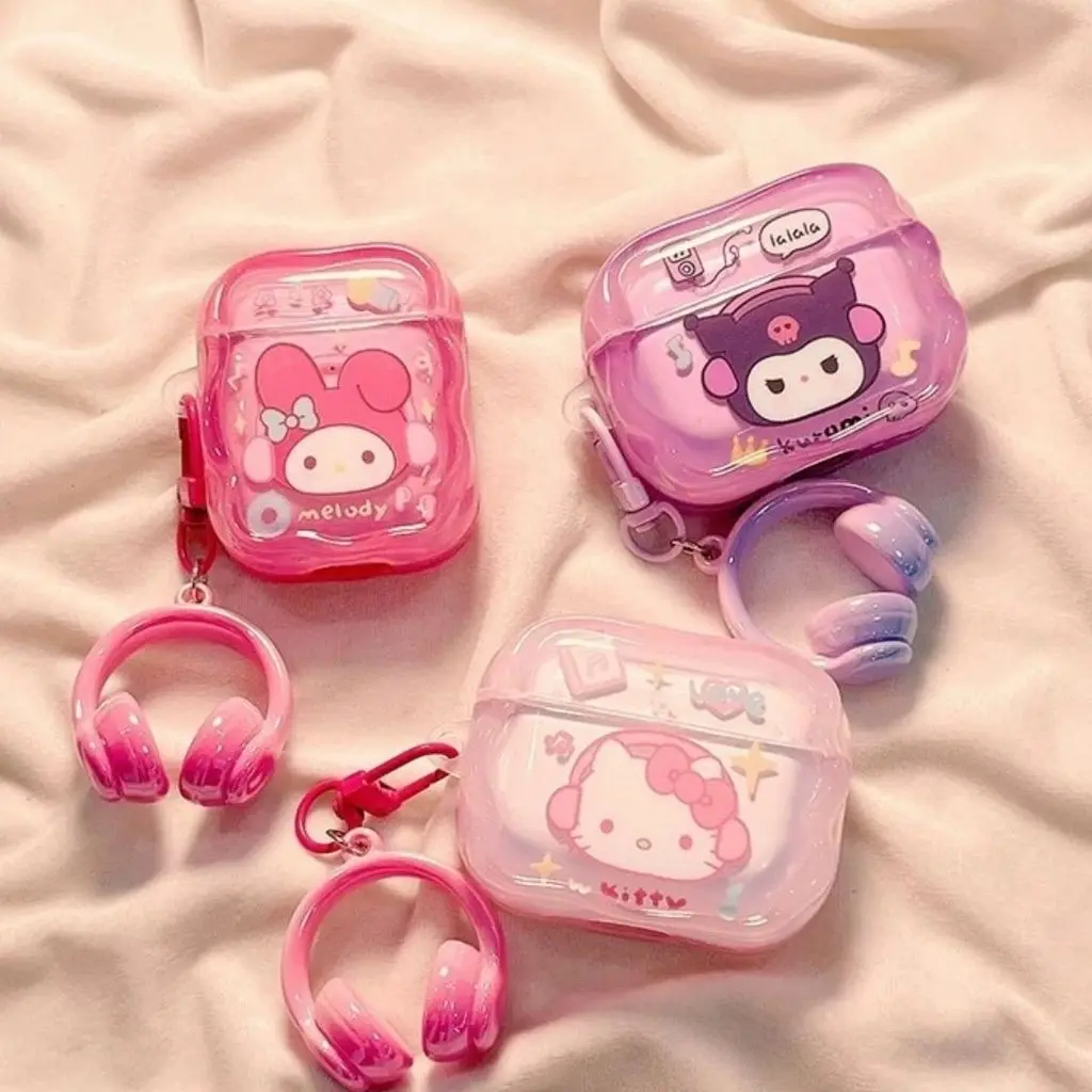

Wear Earphones Sanrio Cartoon Protective Case for Apple AirPods Pro3 Pro2 Pro 4 3 2 1 Cover with Keychain