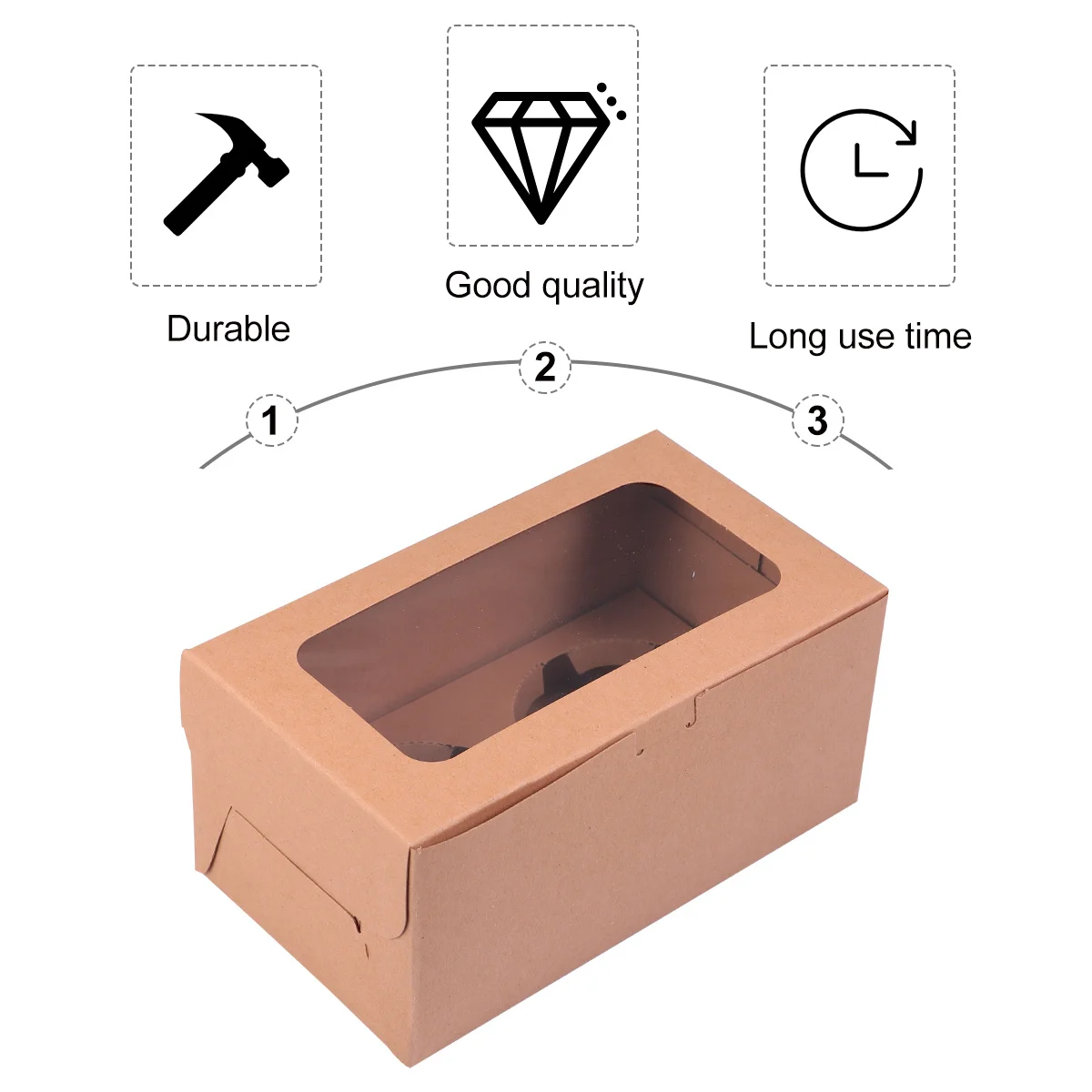 10 قطع من صندوق تعبئة الكب كيك، مادة آمنة للطعام، تصميم نافذة مفتوحة مثالي لملفات تعريف الكعك والمعجنات الصغيرة #2