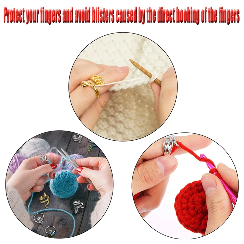 1Pcs Adjustable Knitting Crochet Loop Ring Yarn Guide Finger Multi Style Knitting Loop Crochet Loop Knitting Open Fingering