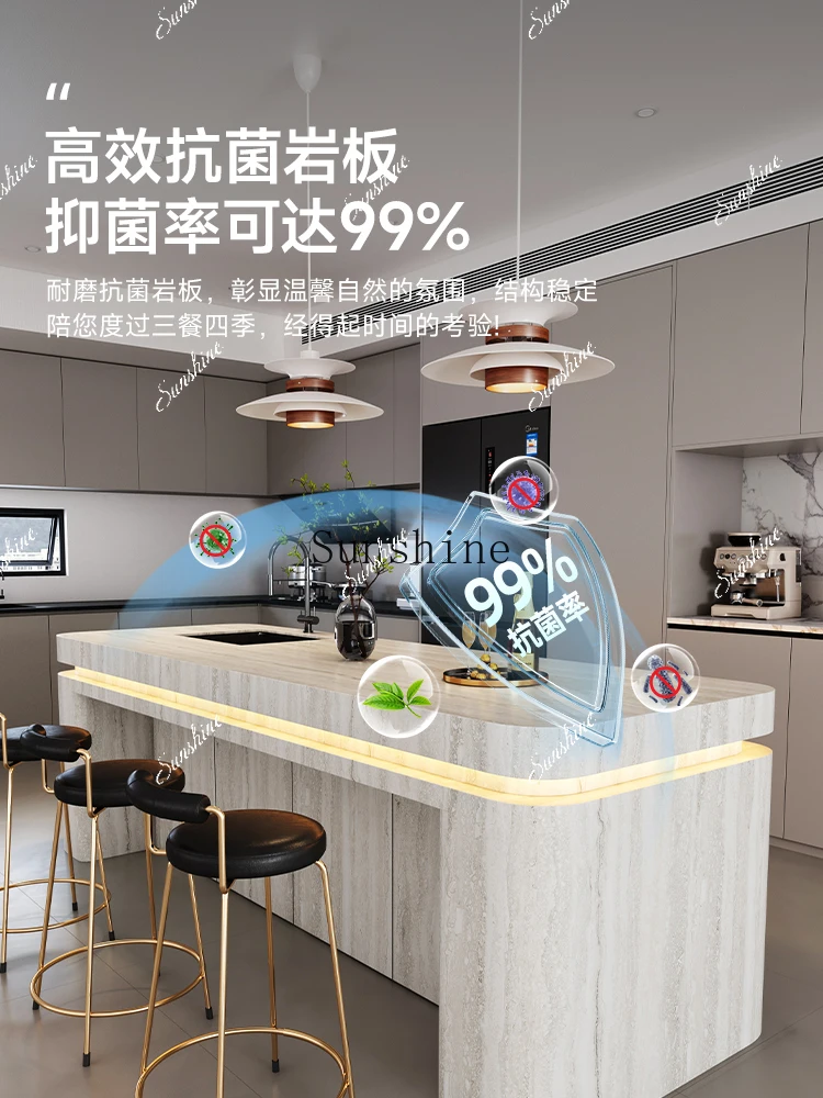 Hot curved rock slab island bar can be customized high-end rounded corner middle guide table  FT