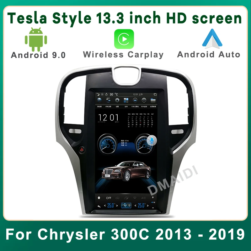 

Tesla Style Screen 13.3 inch Carplay For Chrysler 300C 2013-2019 GPS Navigation Car Multimedia Player