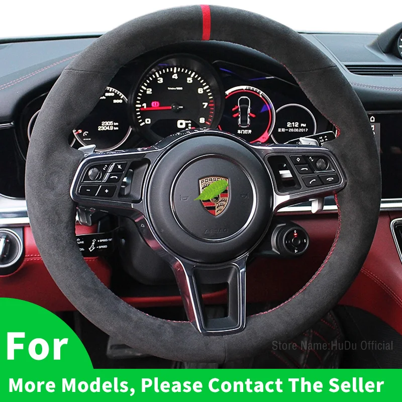 Alcantara Anti-Slip Suede Braid Car Steering Wheel Cover For Porsche Cayman Boxster Cayenne Macan Panamera 911 996 997 959