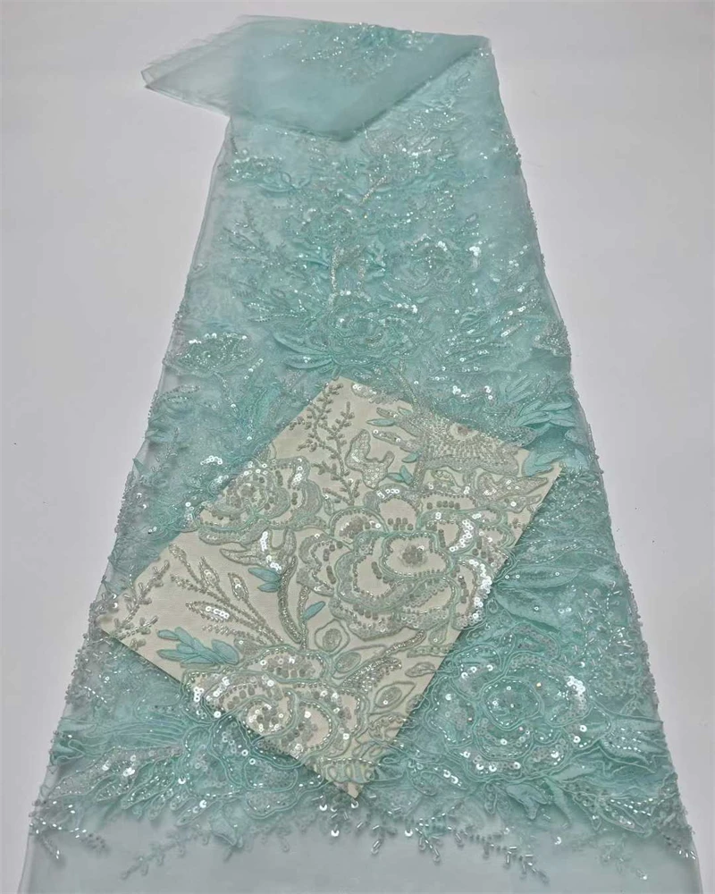

Роскошная африканская кружевная ткань для жениха с блестками, 2026, высокое качество, французская нигерийская кружевная ткань с бисером для свадебного платья