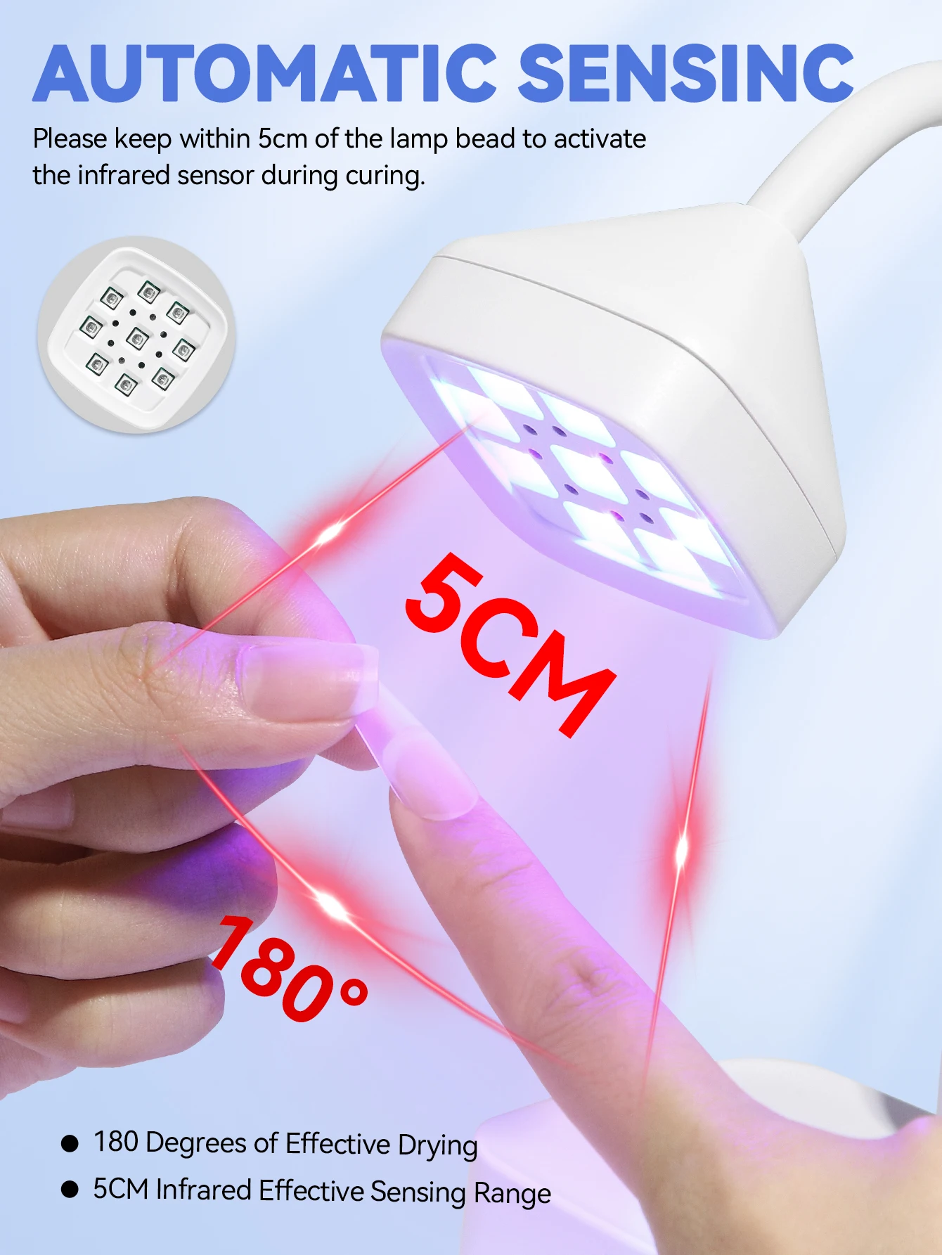 NEW YOKEFELLOW เครื่องอบเล็บ UV LED สำหรับอบเจลทาเล็บและปลายเล็บ แบบชาร์จไร้สาย พร้อมเซ็นเซอร์อัตโนมัติ คอโค้งงอได้