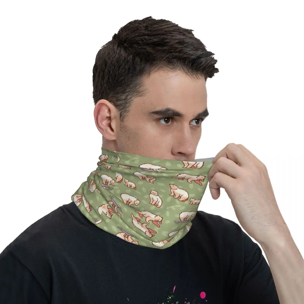 Spirit Bear tazza da caffè Bandana Neck Cover sciarpa avvolgente stampata multiuso ciclismo equitazione per uomo Unisex sottile