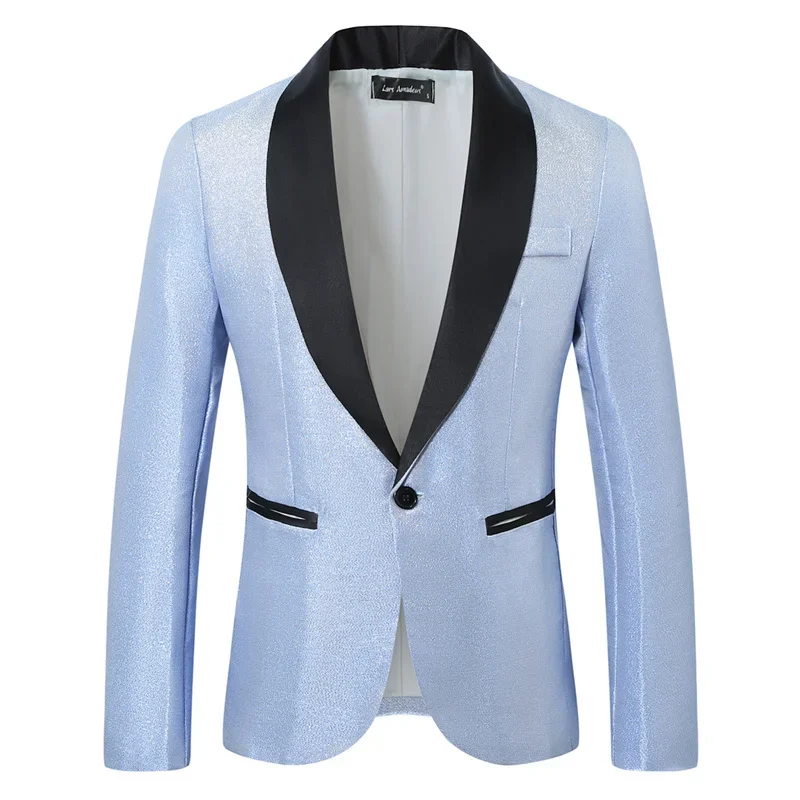 Setelan Sosial Bisnis Mewah Pria Fashion Jaket Kancing Tunggal Longgar Gaun Pesta Pernikahan Homme Baru Mantel Blazer Sambungan Sederhana