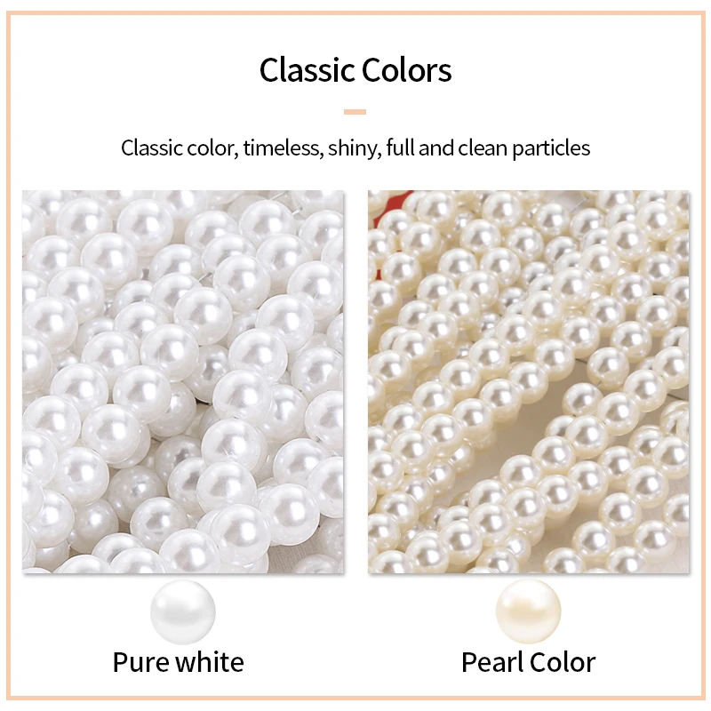 3/4/5/6/8/10mm Pearl Beads For Jewelry Making Necklace Abs Beads With Hole Diy Craft Acrylic Gems Bulk Wholesale White/Pearl