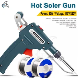 Pistola de ferro de solda elétrica automática, 60w, aquecimento interno portátil, envio automático, ferramentas de reparo de aquecimento de soldagem