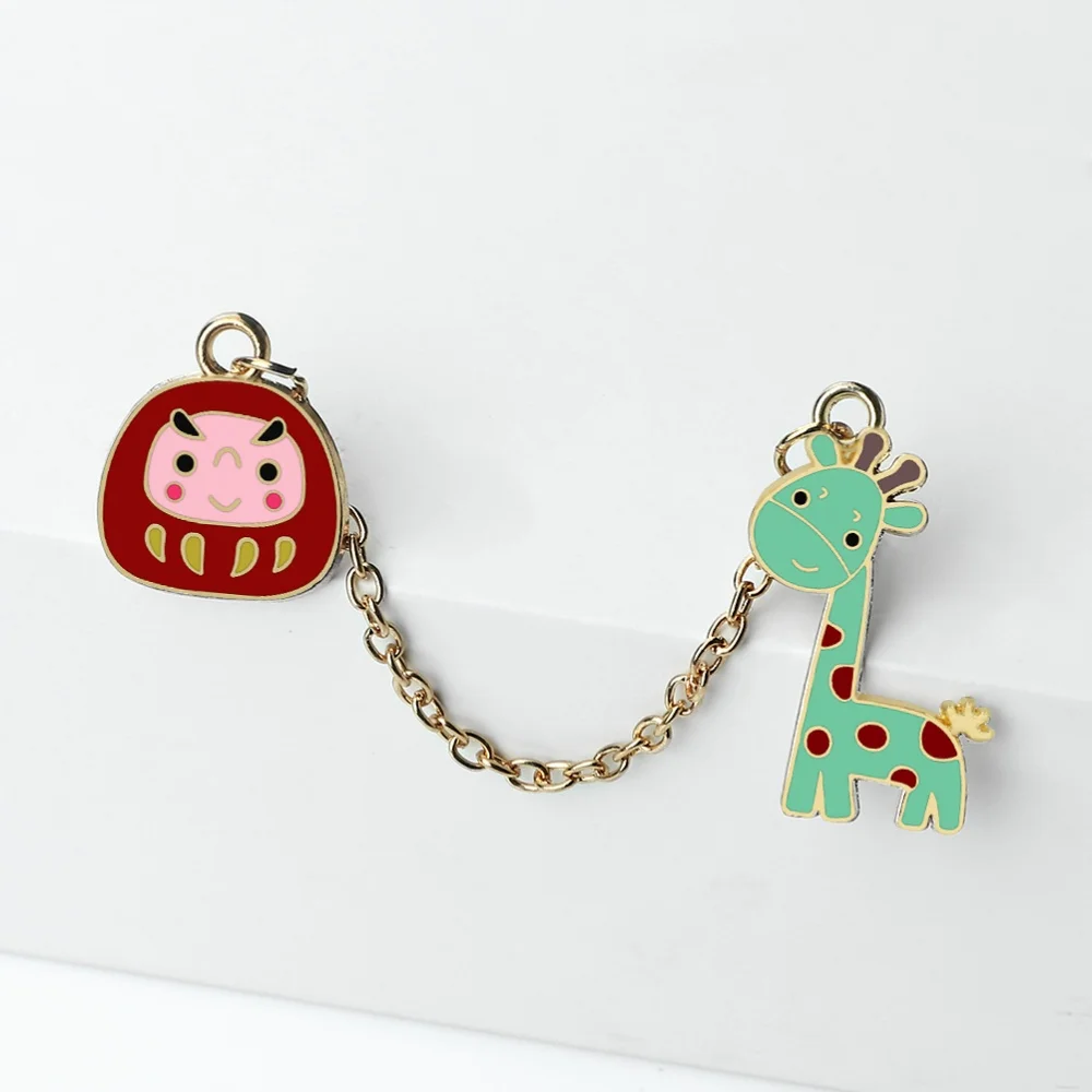 Giraffe And Dharma Brooch Buddhist Zen Animal Theme Enamel Pin Unique Elephant Symbol Gift For Women And Men Asian Style Jewelry