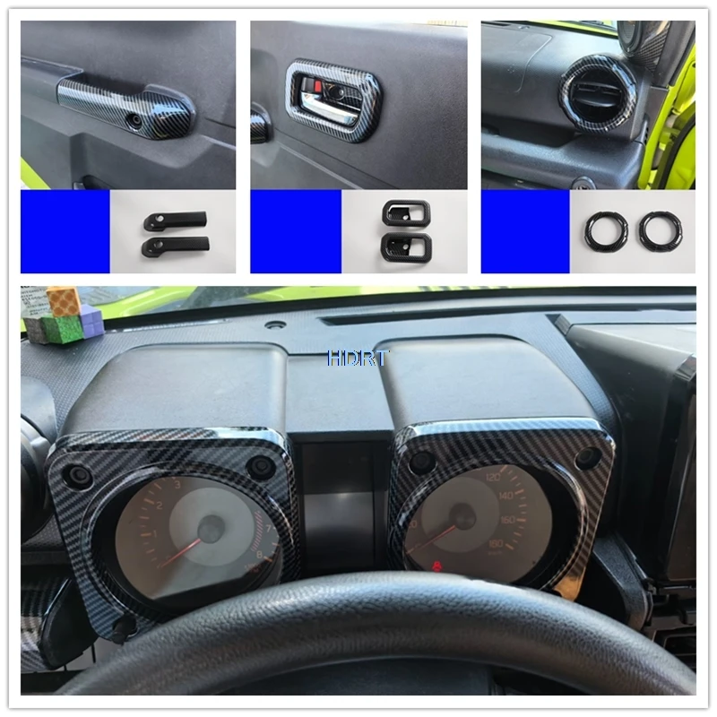 يصلح لسوزوكي جيمي JB64/JB74 2019 + نمط السيارة والعتاد التحول نافذة لوحة التحكم الجبهة الخلفية منفذ تنفيس الهواء ألياف الكربون الداخلية