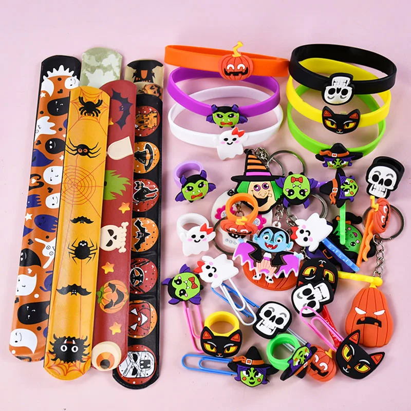 Halloween Party Favors Gift Halloween Jewelry Finger Ring Skull Bat Bracelet Wristband Pumpkin Witch Props Halloween Party Decor