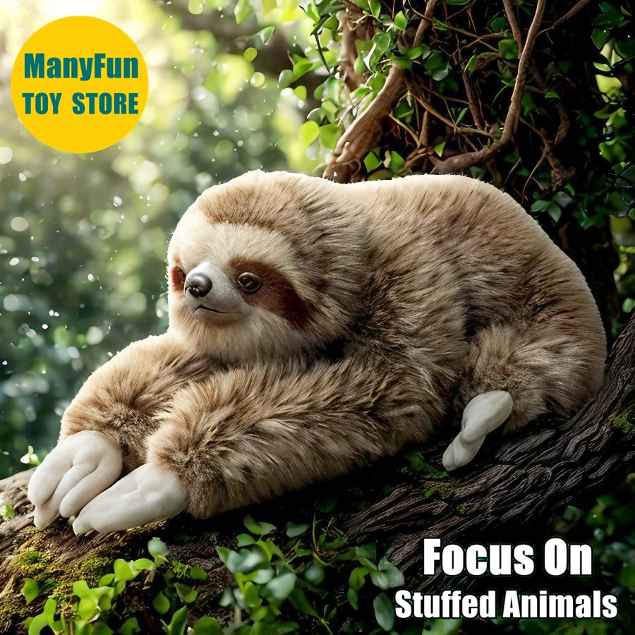 Realistic Sloth Plush Toy Lifelike Sloth Bear Stuffed Animal Bradypod Plushie Folivora Simulation Doll Soft Collectors