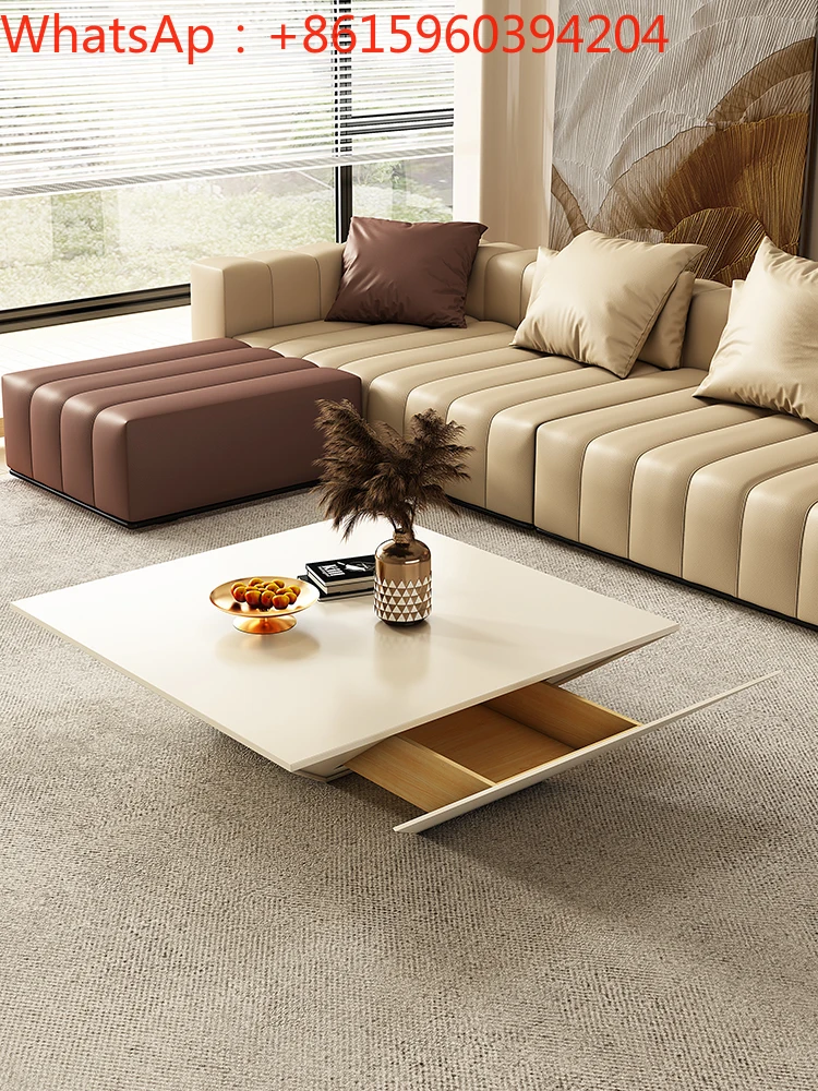 Light extravagant cream style coffee table modern simple living room small Huxing silent style designer square coffee table