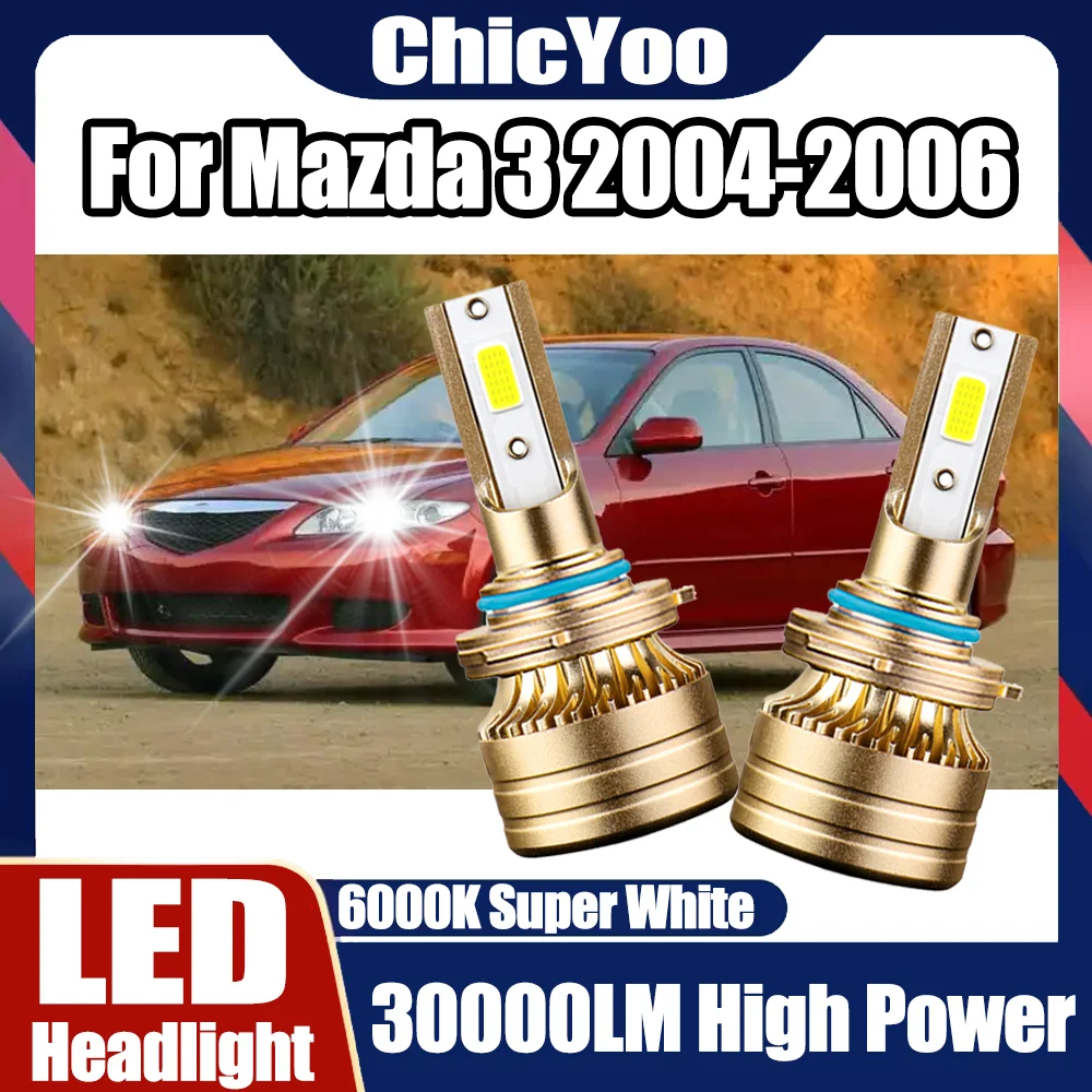 

2PCS 9005 Auto Headlamps Bulbs 150W LED Car Headlights 30000LM 6000K Super White Plug and Play High Power For Mazda 3 2004-2006