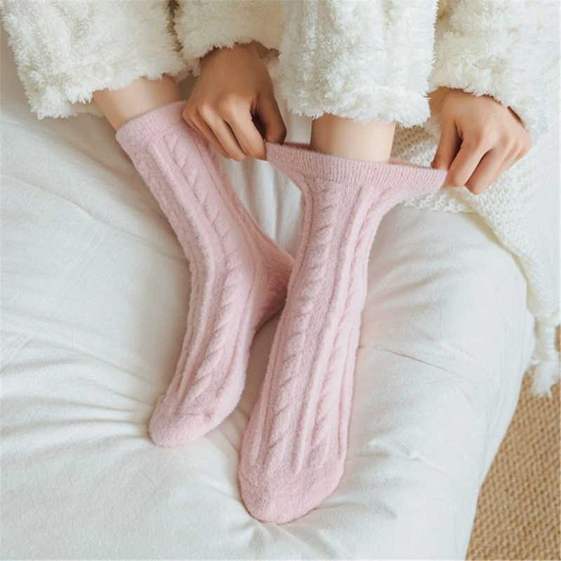 Women's Fuzzy Socks Solid Color Socks Soft Slipper Socks Cozy Thicker Warm Home Sleeping Winter Socks Cotton Bootie Socks