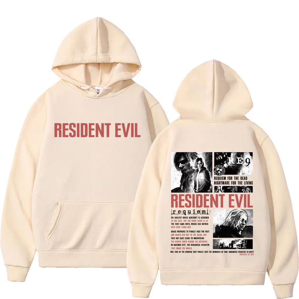 Resident Evil Requiem Sweatshirts Leon Kennedy Grace Ashcroft 90er Vintage Hoodies Herren Damen Mode Klassische Pullover Streetwear – Detail 6