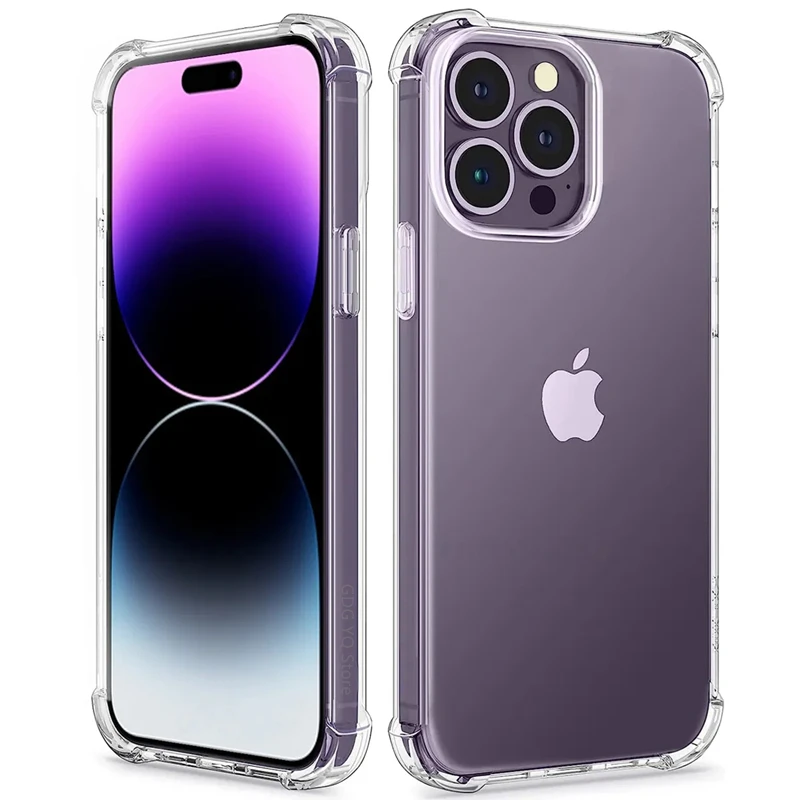 Clear Shockproof Phone Case For iPhone 14 11 12 13 15 Pro Max Soft Silicone Bumper For iPhone XR X XS MAX 8 Plus Back Cover Case