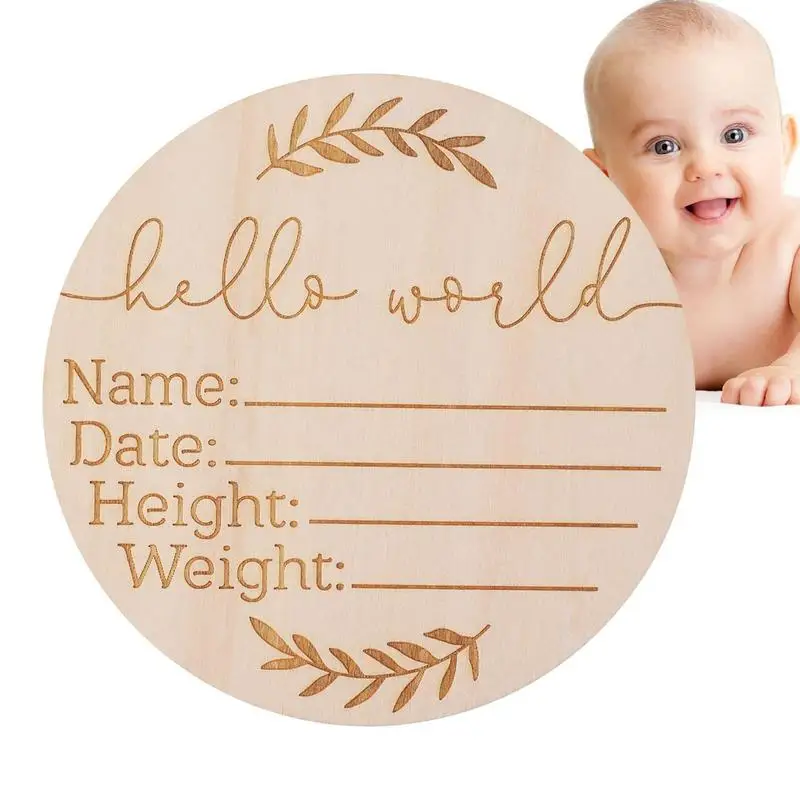 Engraved Birth Stats Sign Newborn Announcement Welcome Baby Card DIY Wooden Card Birth Gift Baby Stage Card