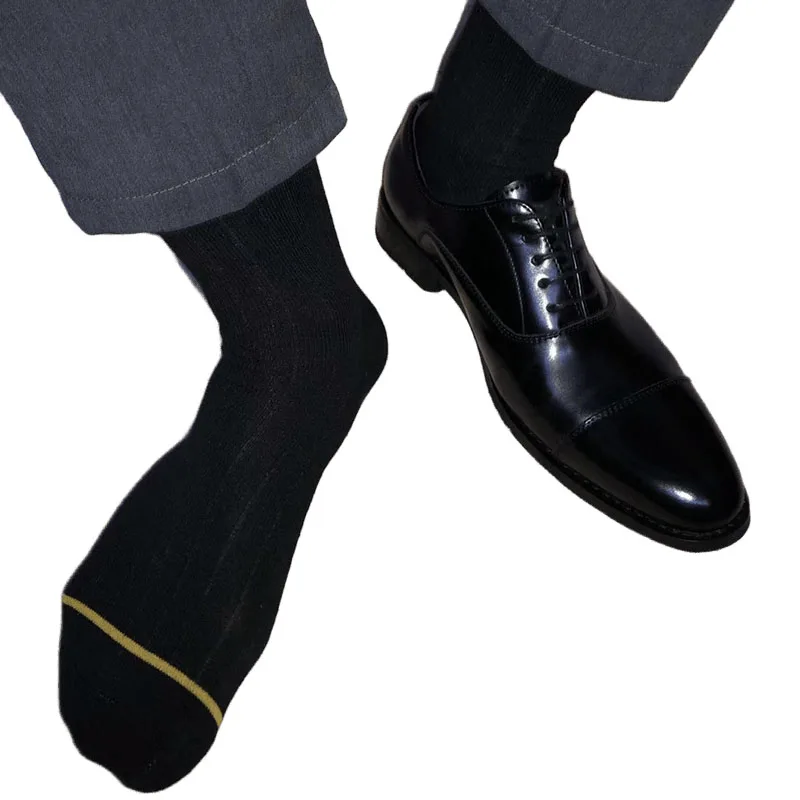 

Men's Cotton Business Socks Breathable Casual Soft Stockings Striped Mid Tube Formal Sock