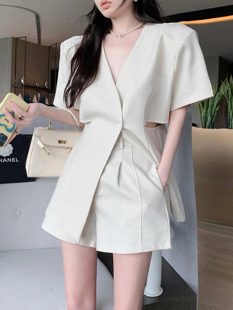 

Casual Chic Short Pants Set Women's Summer Miniature Elegant Goddess Style High-End Two-Piece Set Luxury Fashion Student Uniform