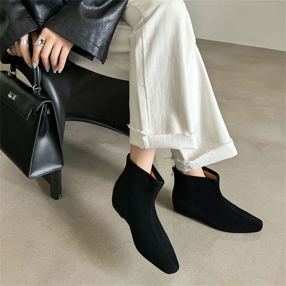 FEDONAS Elegant Ankle Boots For Women Wedges Heels Office Pumps Retro Square Toe Increased High Heeled Short Boots Shoes Woman