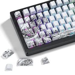 XVX White Coral Sea Shine Through Keycaps PBT Dye-Sub Side Print Keycaps Cherry Profile Custom Wave Kanagawa Keycaps 127 Keys