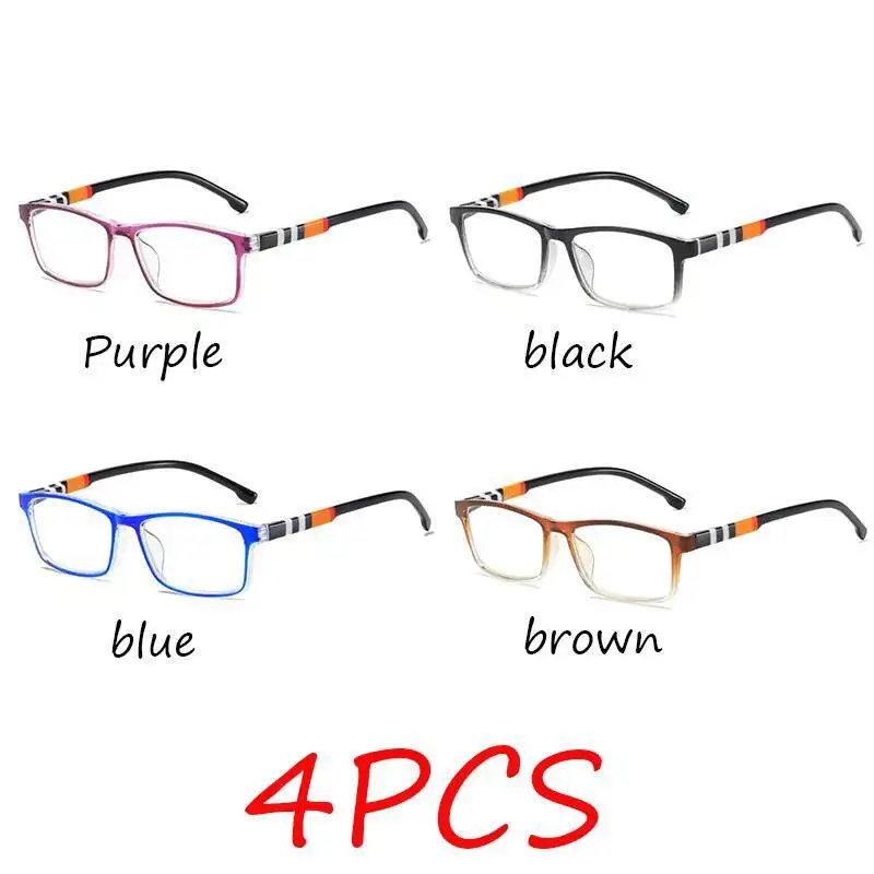 2026 4 Stück Neue Modische Bedruckte Anti-Blaulicht-Brille mit Federbügeln HD Senioren-Lesebrille