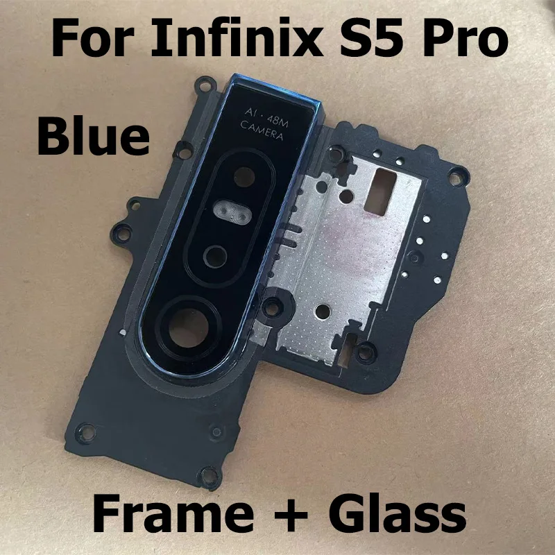 Rear Camera GlassLens With Frame For Infinix S5 Pro Housing Back Camera Glass Lens With Cover Frame Holder X652 X660 X660C X660B