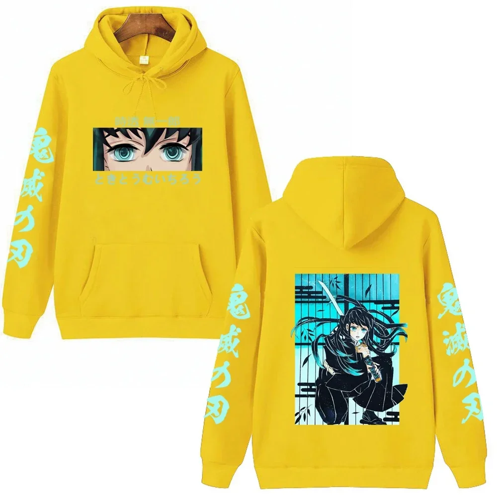 Anime Demon Slayer Hoodie Pullovers Sweatshirts Muichiro Tokito Graphic Printed Tops Casual Hip Hop Streetwear