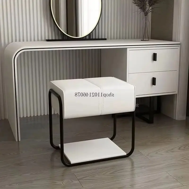 

Light Luxury Makeup Stool for Bedroom, Modern Small Square Ottoman, Multi‑Use Dressing Stool, Low Sofa Footstool, Home