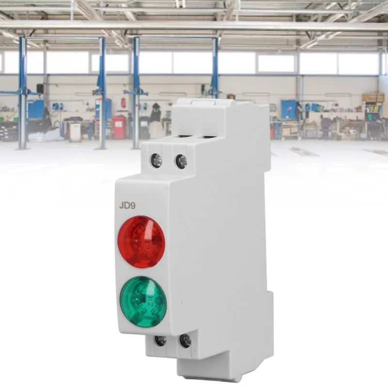 DIN Rail Signal Lamp Red Green Dual Lights Rail Type LED Indicator Light For Distribution Box CNC Lathe AC DC 230V