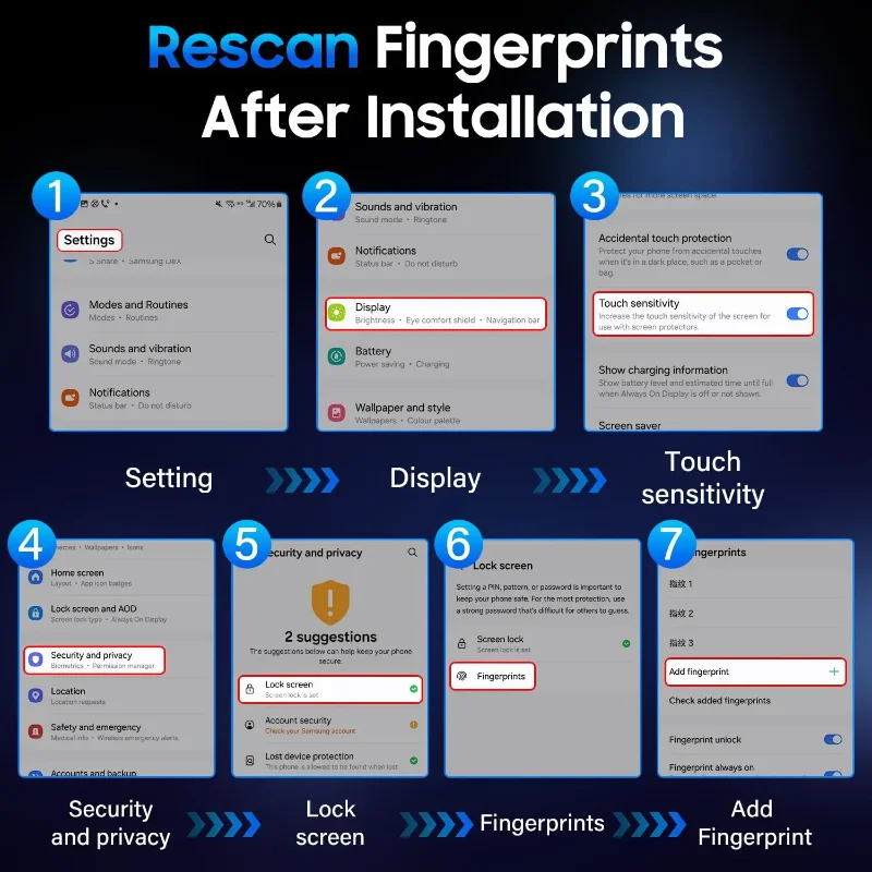 5 piezas Recubrimiento oleofóbico Instalación sin polvo Protector de pantalla HD para Samsung S26 S25 Ultra S24 S22 S21 Plus Vidrio templado 6