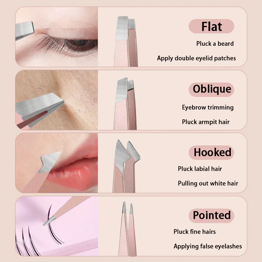 6 Pcs Precision Tweezer for Eyebrows with Curved Scissors Eyebrow Tweezer Set Plucking Daily Beauty Tools with Leather Case