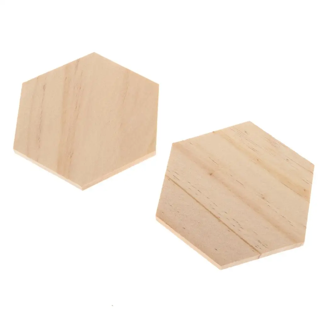 2x5 pezzi di forme esagonali in legno vuote ritagliate ornamenti in legno