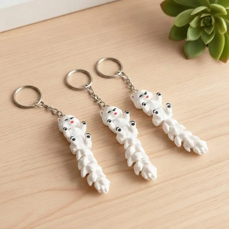 3D Printed Cute Samoyed Keychain Durable PLA Plastic For Backpacks Car Interior Multi‑Festival Holiday Gift Bag Spare Parts