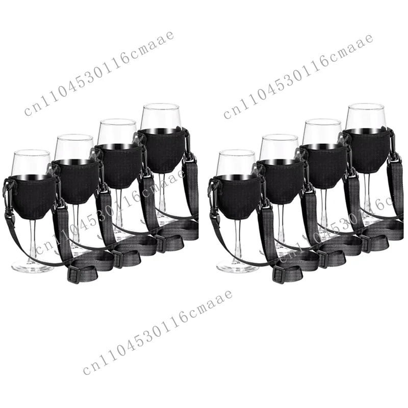 

New AA49 8PCS Portable Wine Cup Holder, Yoke Glass Holder Support Neck Strap, Suitable for Cocktail Tools