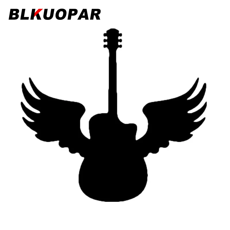 BLKUOPAR Guitar with Angel Wings Musical Instruments Car Stickers Anime Decal Personality Caravan Windows Car Styling Graphics