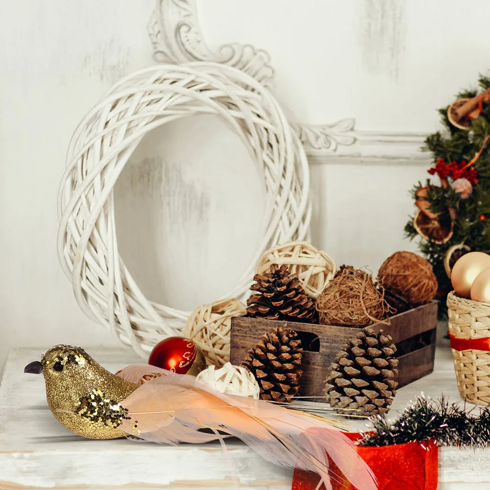 

6Pcs Christmas Decor Bird Artificial Froth Birds with Glitter Clip-on for Tree Floral Arrangement Educational Craft Kids Room