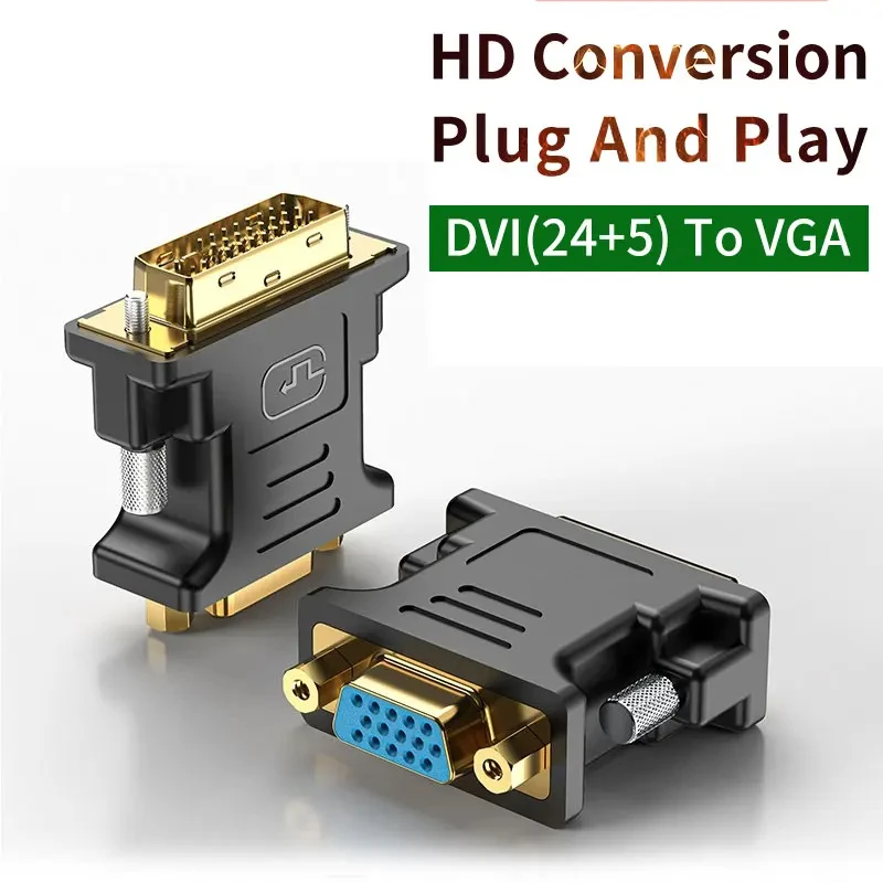 DVI to VGA Adapter 1080P Video Graphics Card Converter DVI-I Male 24+5 Pin to VGA Female for HDTV PC Projector