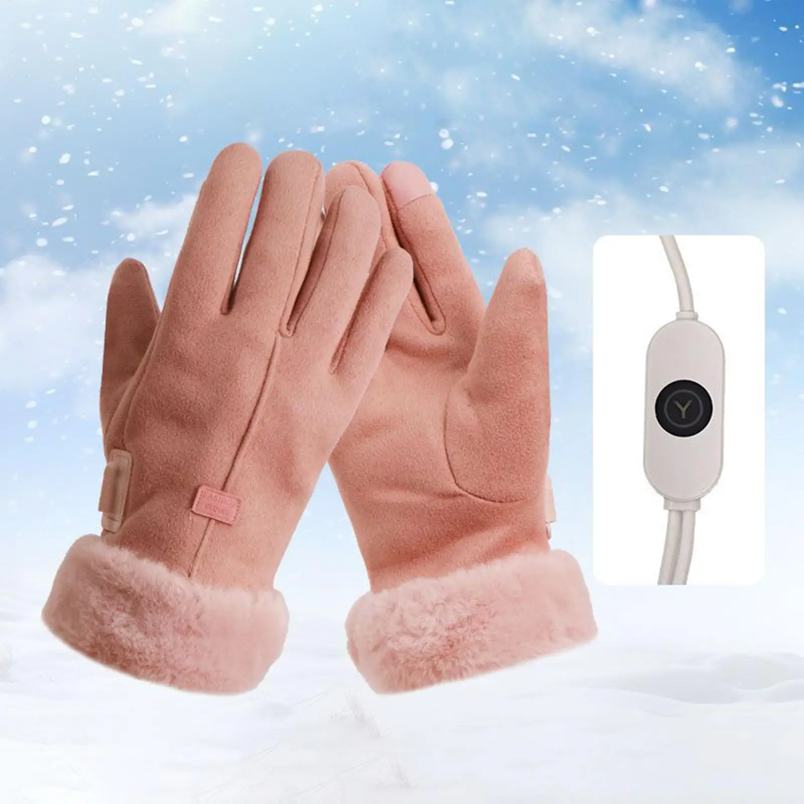 

Перчатки с подогревом для женщин, нескользящие варежки с сенсорным экраном, водонепроницаемые, с зарядкой через USB, электрические женские лыжные перчатки для кемпинга на открытом воздухе